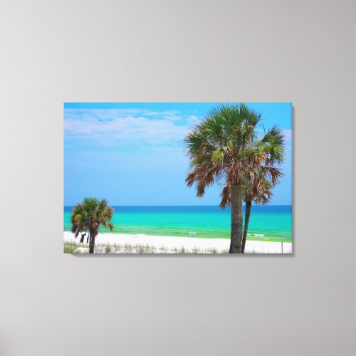 USA Florida Palm Trees On Emerald Coast Canvas Print