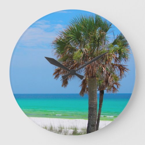 USA Florida Palm Trees On Emerald Coast Large Clock