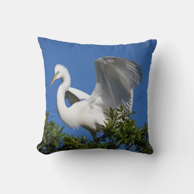 USA, Florida, St. Augustine, Egret Throw Pillow (Front)