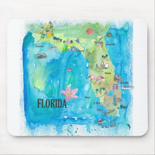 USA Florida State Vintage map with highlights Mouse Pad