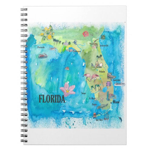 USA Florida State Vintage map with highlights Notebook