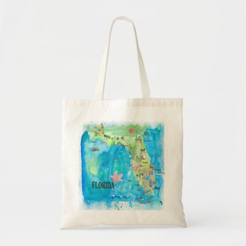 USA Florida State Vintage map with highlights Tote Bag