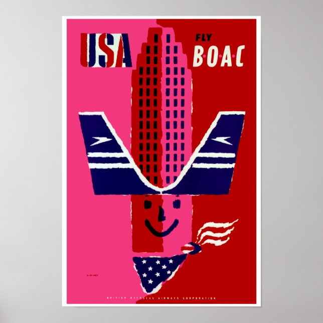 USA ~ Fly BOAC Poster (Front)