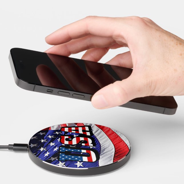 USA Font American Flag Wireless Charger (Hand)