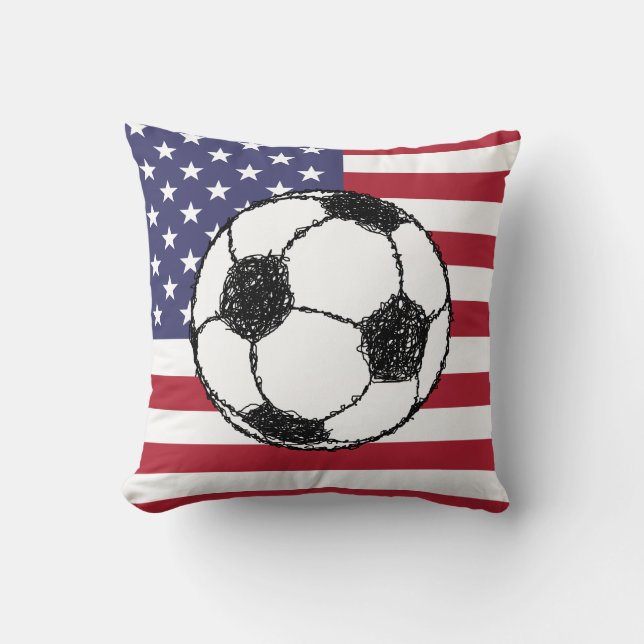 USA Football Sketch Throw Pillow (Front)