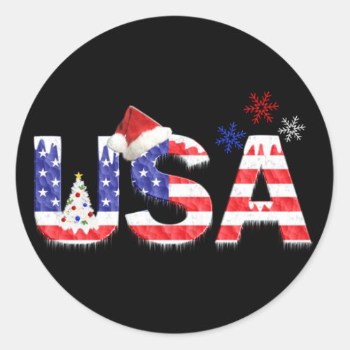USA for Christmas Classic Round Sticker
