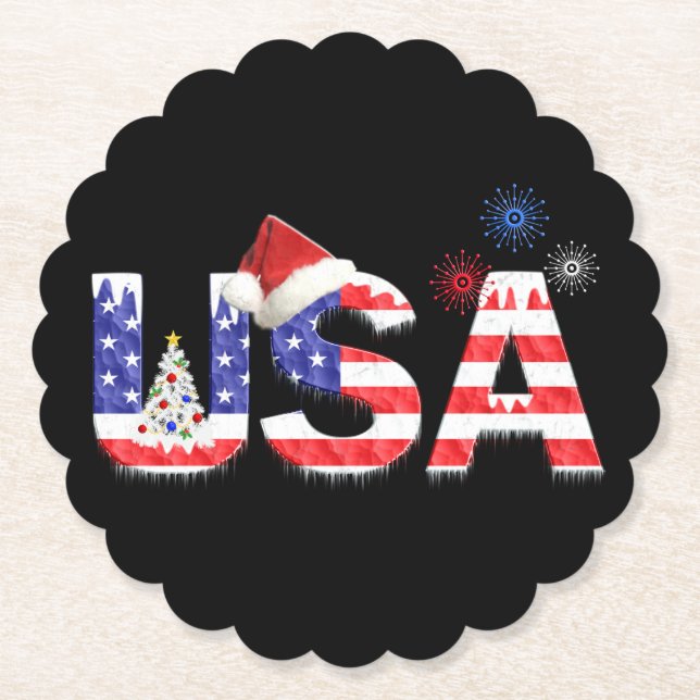 USA for Christmas Paper Coaster (Front)