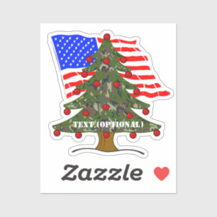 USA Forest Camouflage Christmas Sticker
