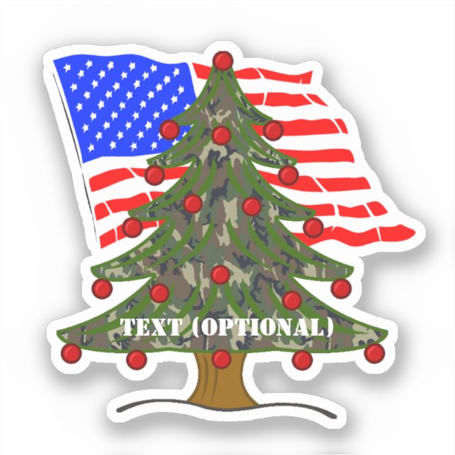 USA Forest Camouflage Christmas Sticker (Front)