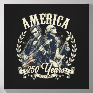 Usa Founding Father Abe Lincoln Playing Guitar Canvas Photo Tile