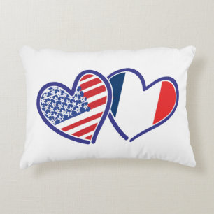 USA---France-Love Decorative Pillow