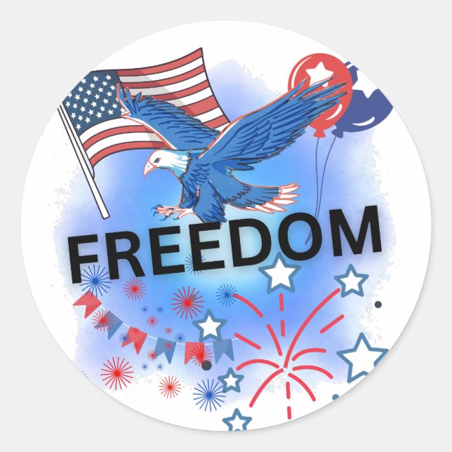 USA Freedom Classic Round Sticker (Front)