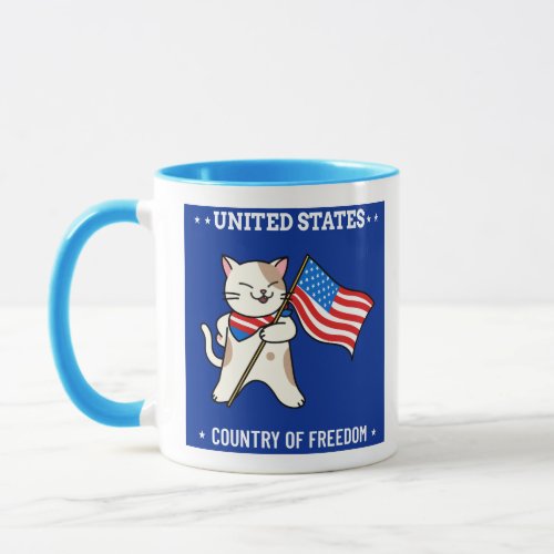 USA Freedom Independance Cat Coffee Mug