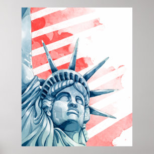 USA Freedom & Liberty – Vintage Watercolor Patriot Poster