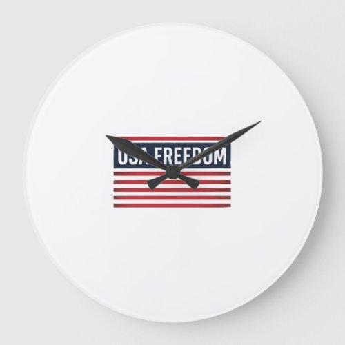 USA Freedom Patriotic Flag Style Vector Design_1 Large Clock