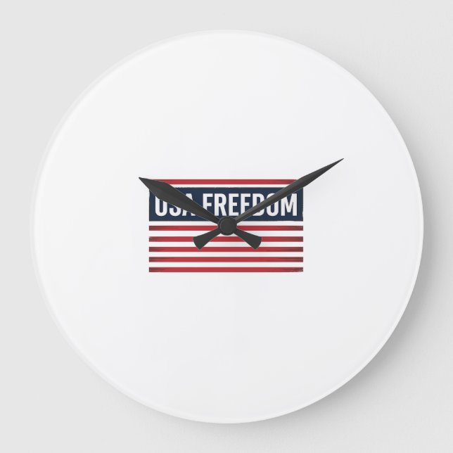 USA Freedom Patriotic Flag Style Vector Design_1 Large Clock (Front)
