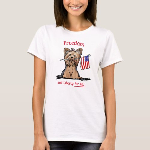 USA Freedom Yorkie Terrier T_Shirt