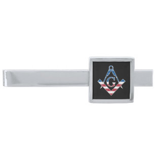 USA Freemasonic symbol Silver Finish Tie Bar