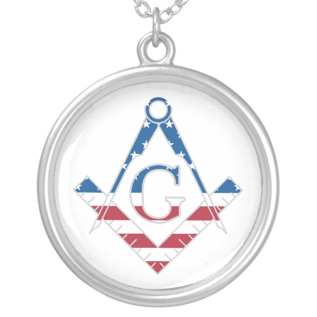 USA Freemasonic symbol Silver Plated Necklace (Front)