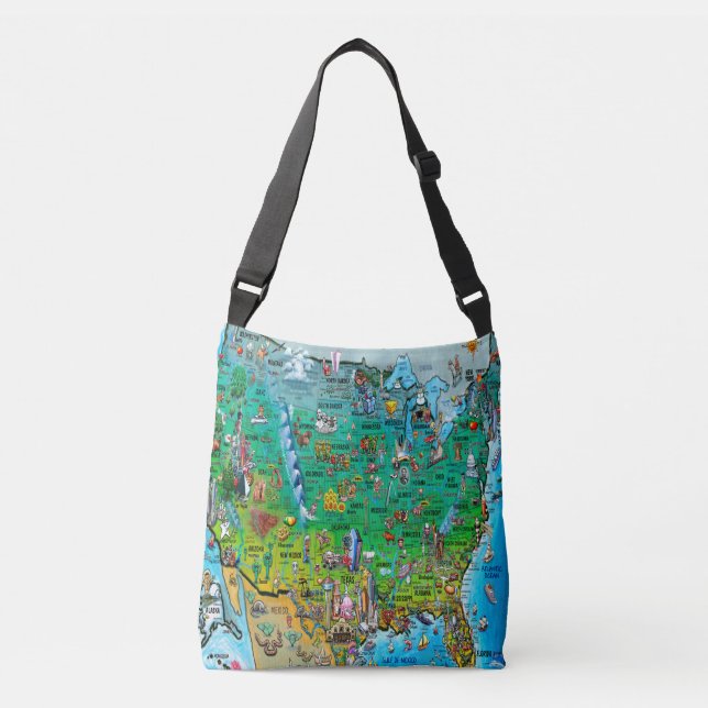 USA Fun Map Crossbody Bag (Front)