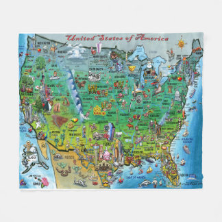 USA Fun Map Fleece Blanket