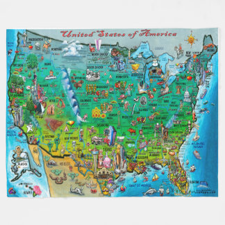 USA Fun Map Fleece Blanket