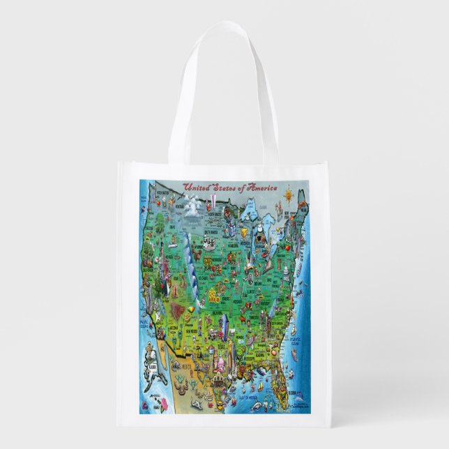 USA Fun Map Grocery Bag (Front)
