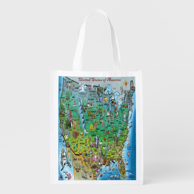 USA Fun Map Grocery Bag (Front)