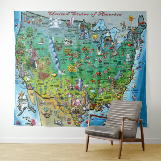 USA Fun Map Tapestry