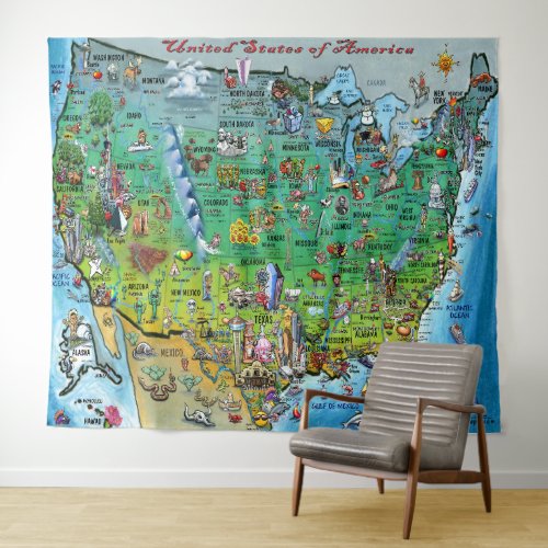 USA Fun Map Tapestry