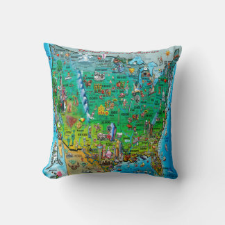 USA Fun Map Throw Pillow