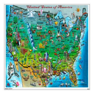USA Fun Map Wall Decal