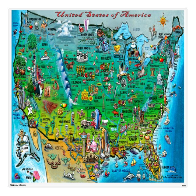 USA Fun Map Wall Decal (Front)