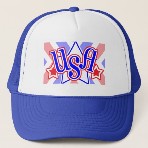 USA Fun Patriotic American Lettered Design Trucker Hat