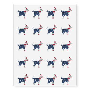USA Funny Independence Day American Flag Goat Temporary Tattoos