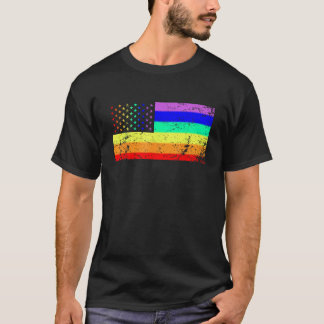 USA Gay Pride Flag Rainbow Stars Line Gay LGBT 4th T-Shirt