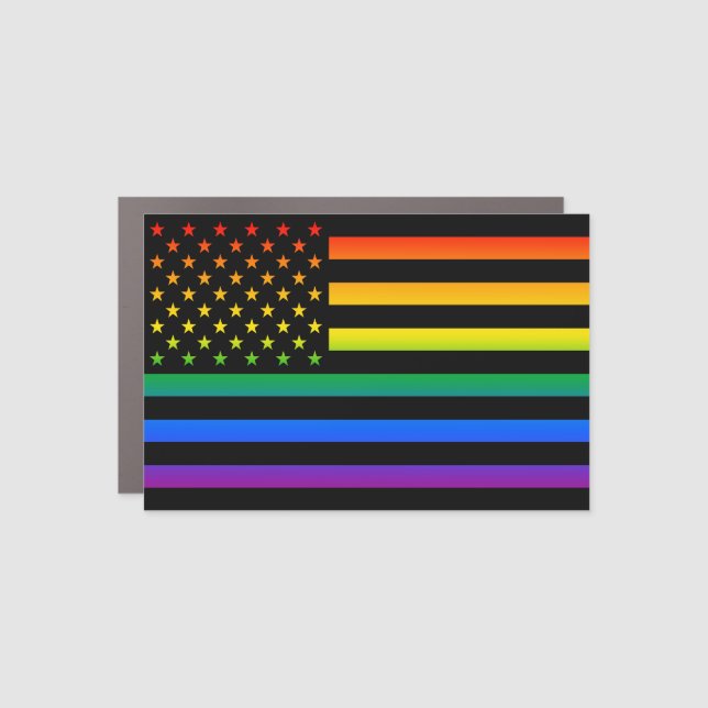 USA Gaytriotic Rainbow Pride Car Magnet (Front)