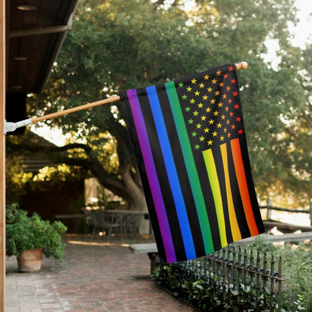 USA Gaytriotic Rainbow Pride House Flag (In SItu)