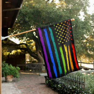USA Gaytriotic Rainbow Pride Vintage House Flag