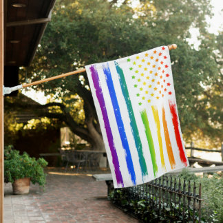 USA Gaytriotic Rainbow Pride Vintage House Flag