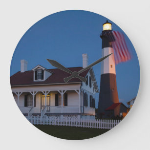 USA, Georgia, Tybee Island, Flag Flying Large Clock