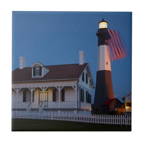 USA Georgia Tybee Island Flag Flying Tile