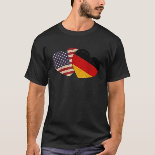 USA Germany Flag Heart Valentines Day German Ameri T_Shirt