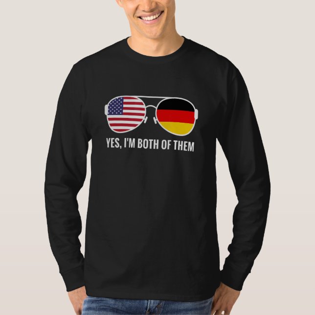 Usa Germany Flag Sunglasses German Americans T-Shirt (Front)
