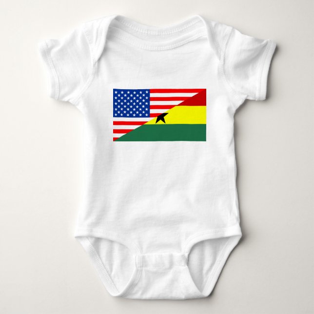 usa ghana country half flag america symbol baby bodysuit (Front)