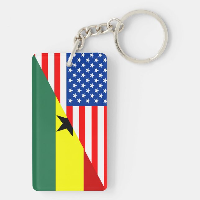 usa ghana country half flag america symbol keychain (Back)