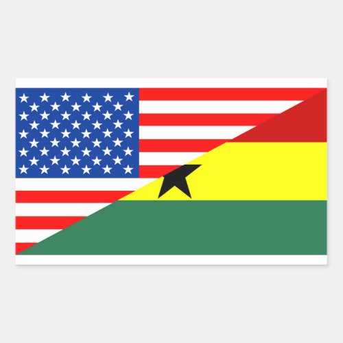 usa ghana country half flag america symbol rectangular sticker