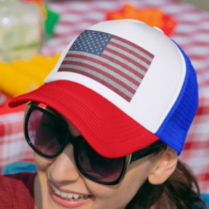 USA Glitter look Flag Forth of July Trucker Hat