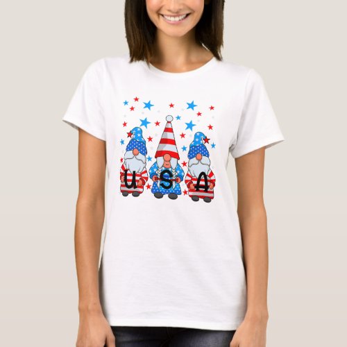 USA Gnomes July 4th Patriotic T_Shirt