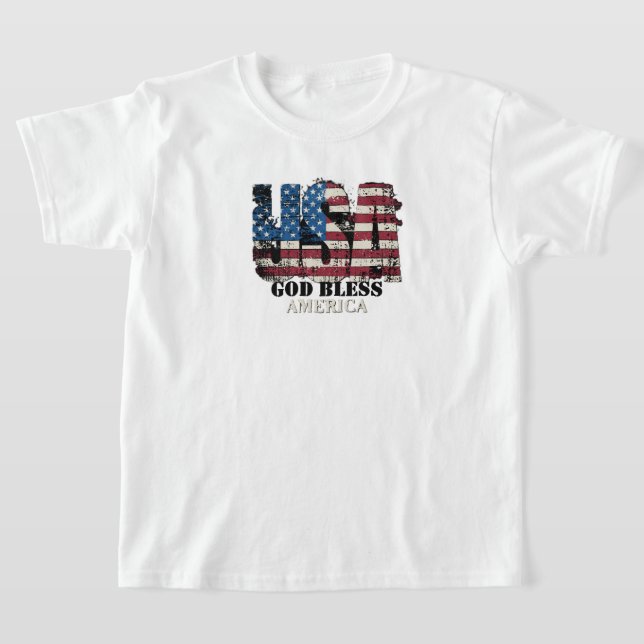 USA God Bless America Kids' T-Shirt (Laydown)
